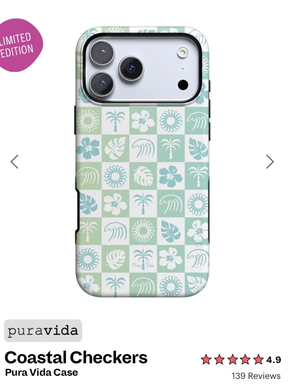 Casely Pura Vida Coastal Checkers iPhone 17 Pro Case